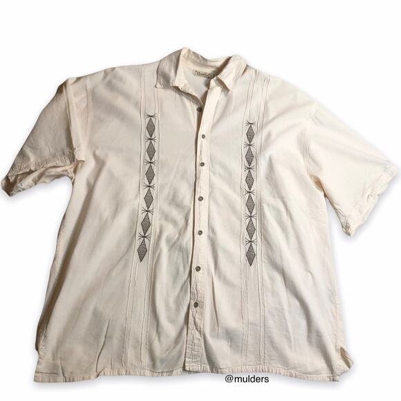 Vintage Other - Vintage Mens Garris Clothing Beach White Tone Short Sleeve Button Down Shirt